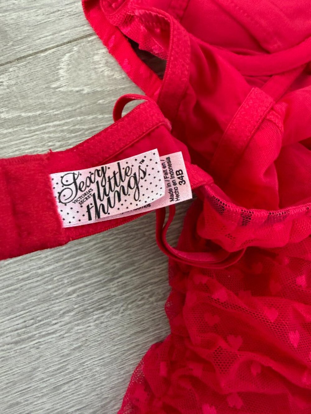 Victoria’s Secret Sexy Little Things Pink Heart Mesh Bustier Babydoll 34B - Picture 12 of 15